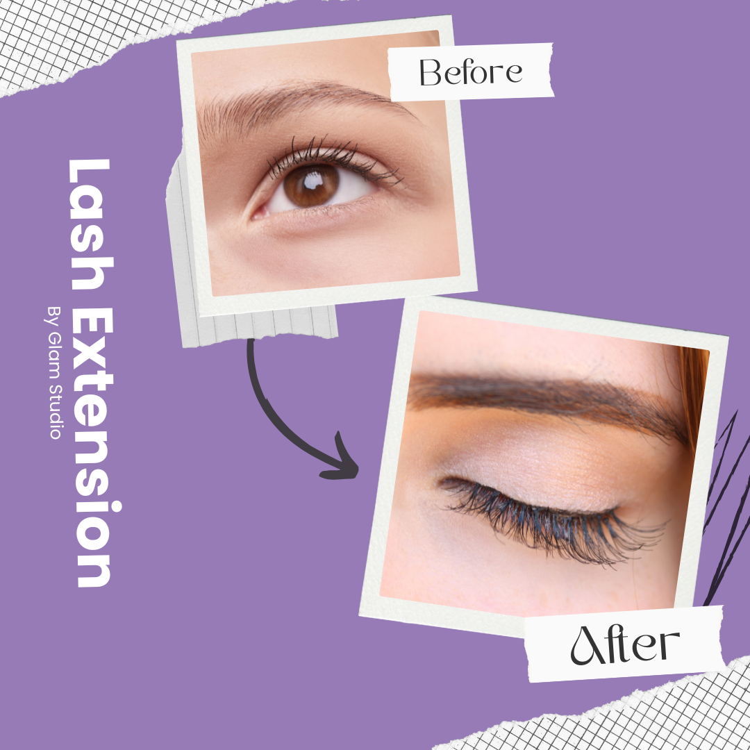 Powder Pink Scrapbook Before and After Eyelash Extension Service Instagram Post